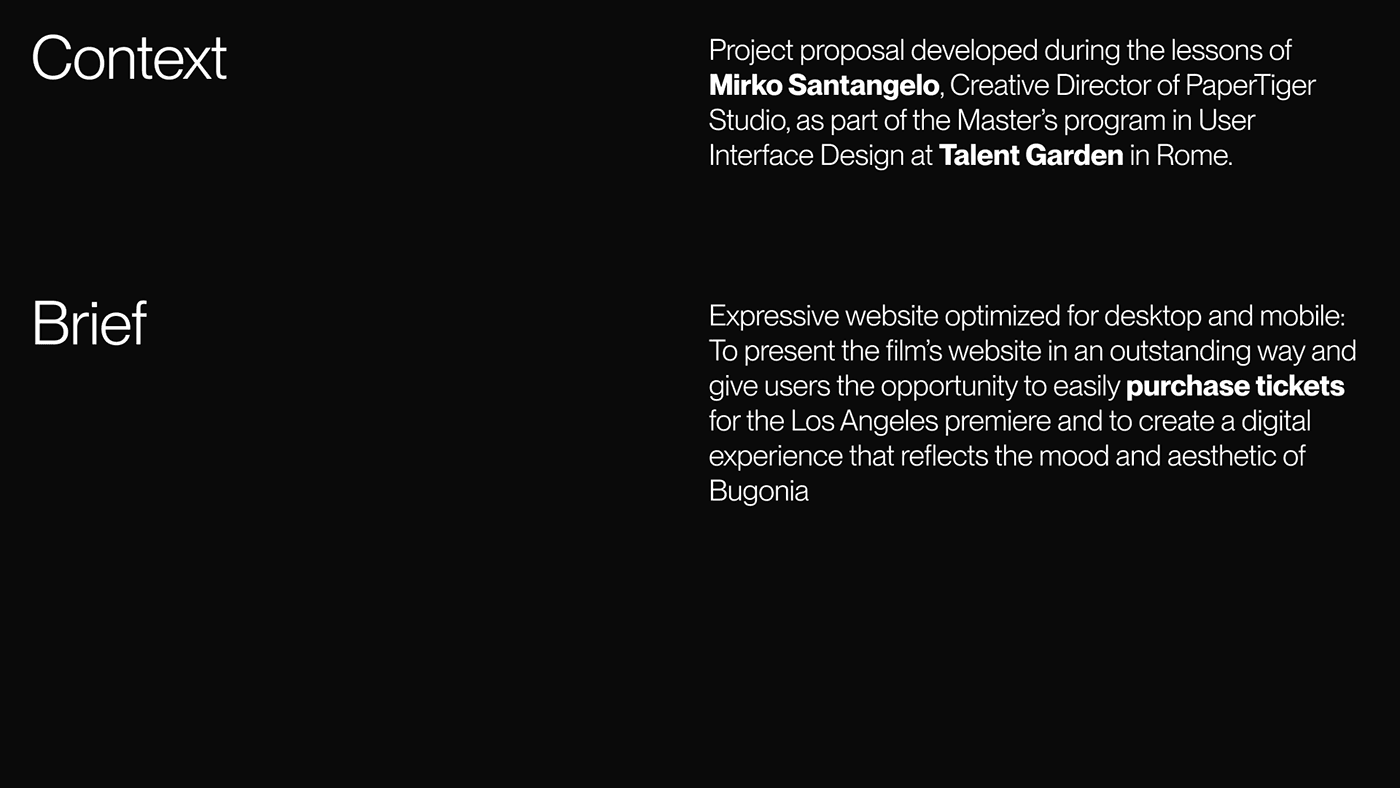 Bugonia Ticket First Website by Allen Solano & Antonio Salvatore Calò